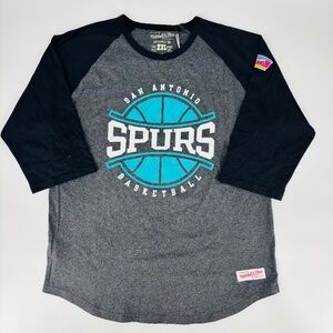 NWT Mitchell & Ness Men's NBA San Antonio Spurs Raglan 3/4 Sleeve Tee Size: 2XL